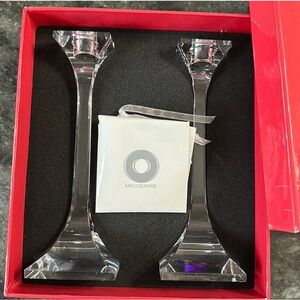 Macquarie Australian crystal candlestick holders in original box with orig paper
